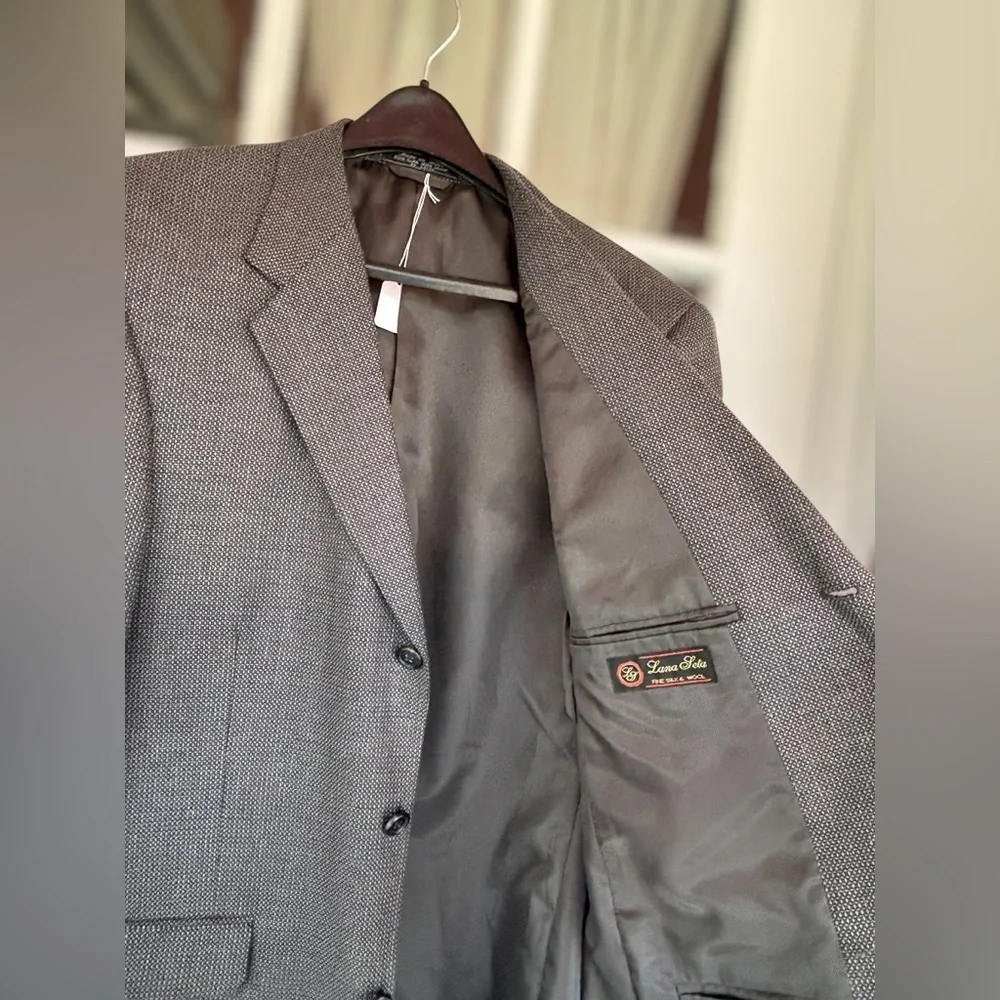 Hardy Amies Lana Seta Men's 44R Gray Glen Check Silk Wool Blend Sport Jacket